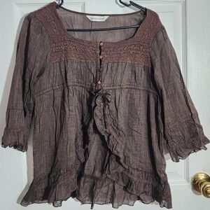 Vintage Brown Cottagecore Blouse